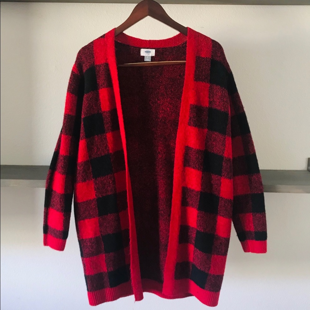 Red plaid oversized sweater
